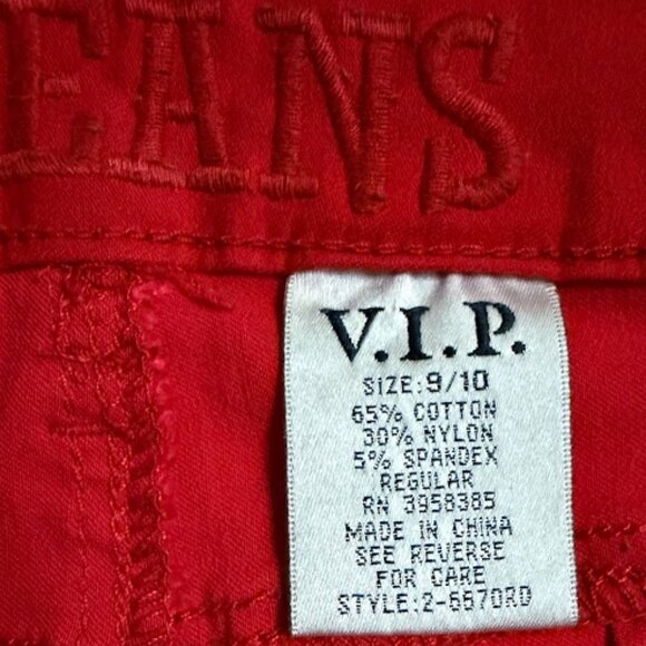 V.I.P Jeans Women’s Red Stretch Skinny Pants Size 9/10 Cotton Blend - Picture 6 of 6